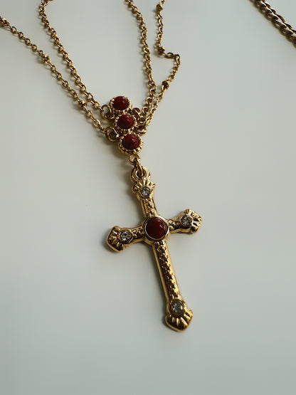 Ruby Layered Cross Necklace