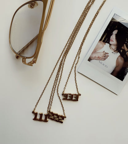 Angel Number Necklace – 18k Gold Plated, Waterproof, Tarnish-Free, Hypoallergenic Jewelry