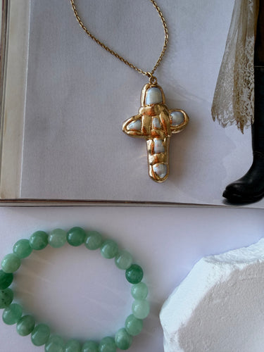 Old World Pearl Cross Necklace