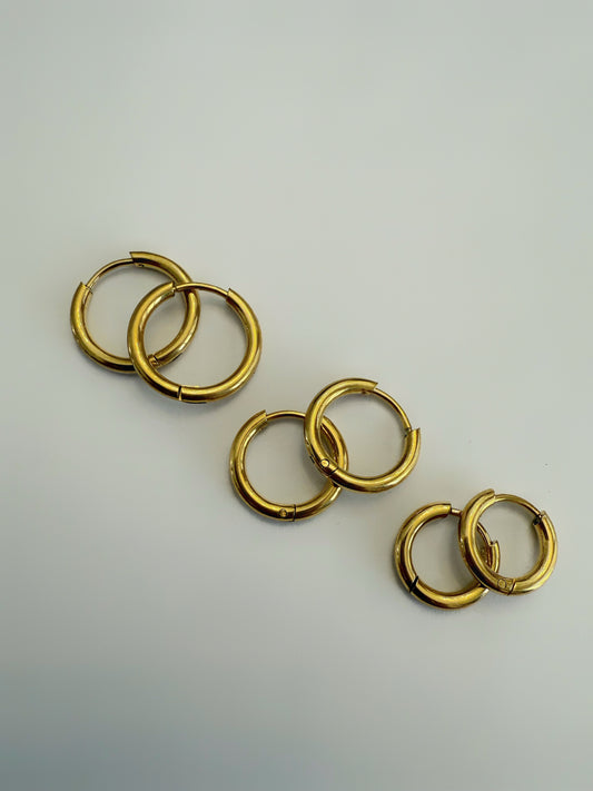 18k Mini Gold Hoop Trio Set