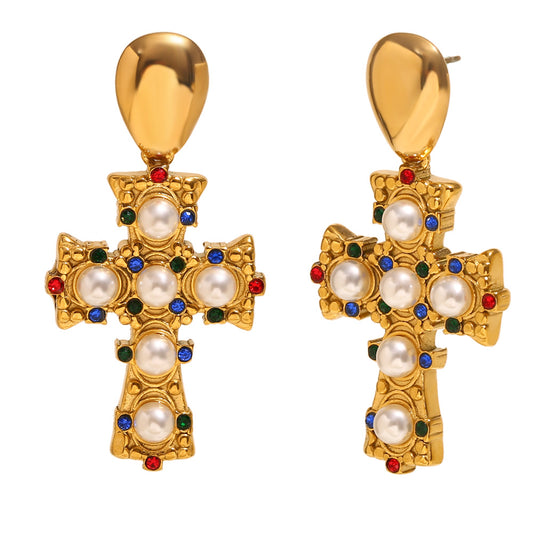 Revival Luxe Cross Drop Earrings