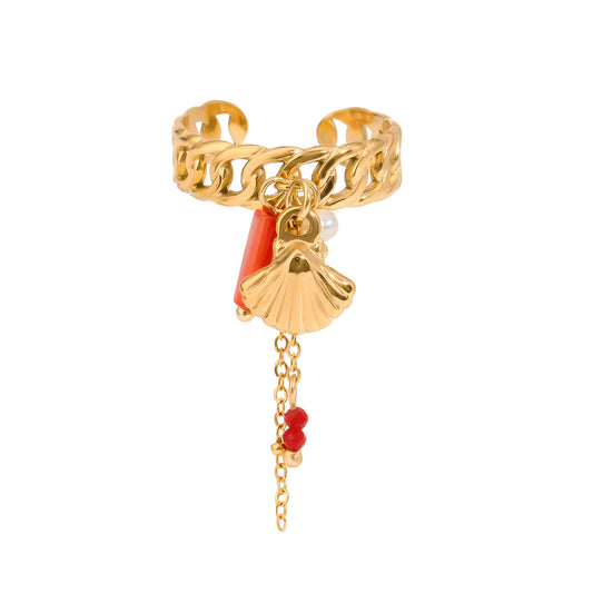 Coral Tide Charm Ring