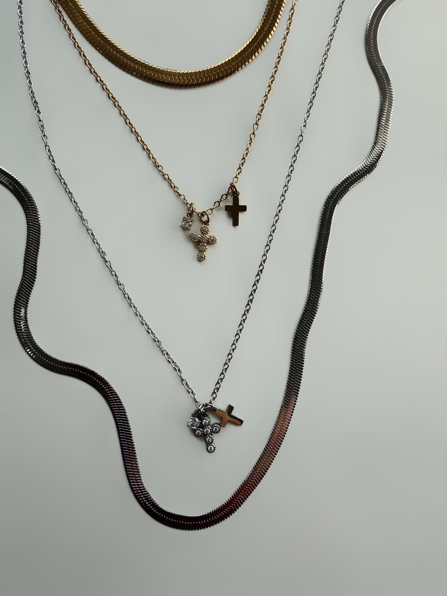Elsie Double Cross Diamond Necklace