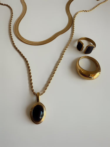 18K Gold—Black Pearl Amulet