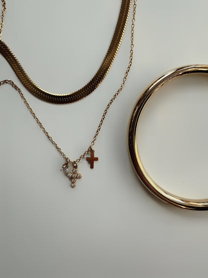 Elsie Double Cross Diamond Necklace