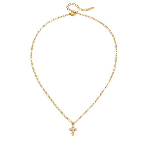 Figaro Pearl Cross Necklace
