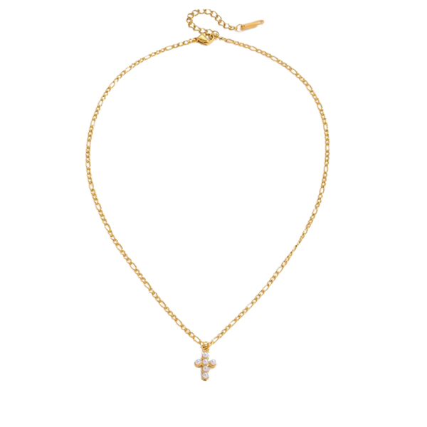 Figaro Pearl Cross Necklace