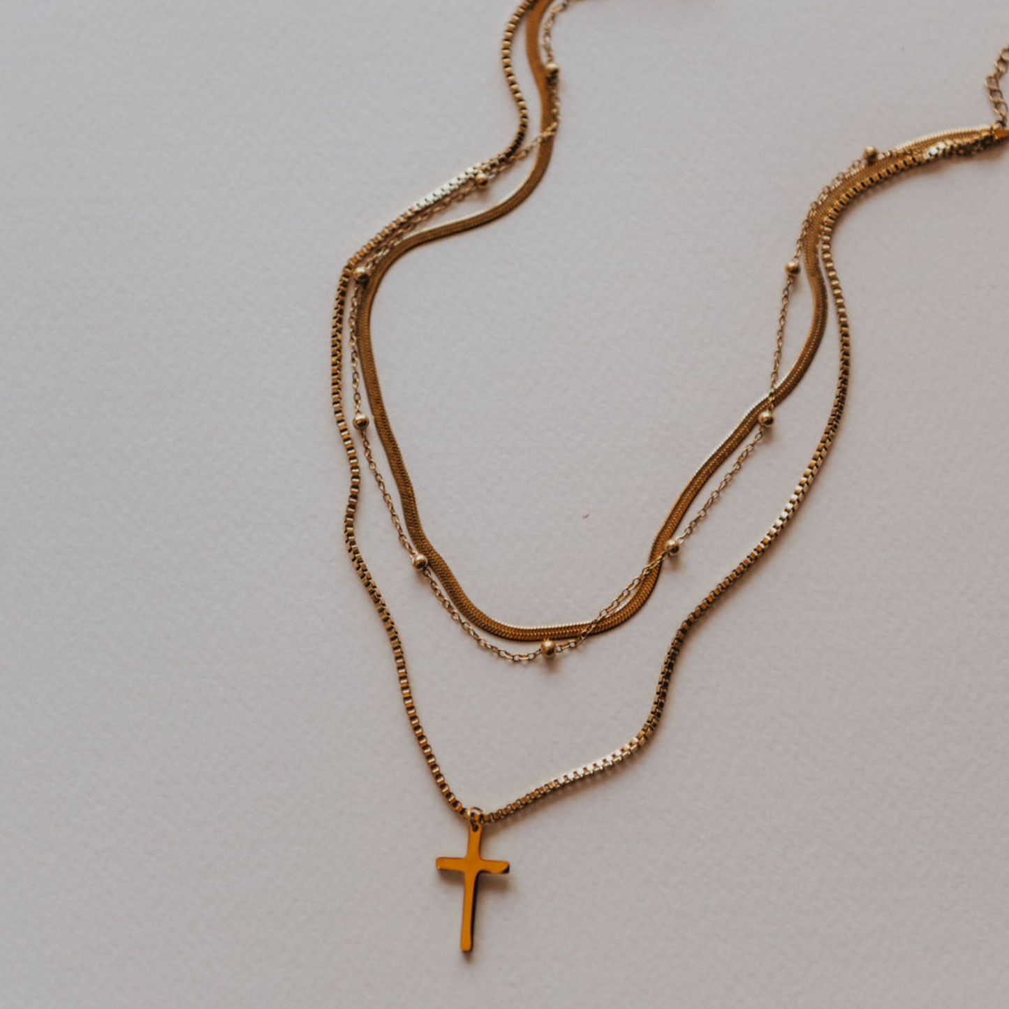 Layered Cross Pre-Stack Necklace