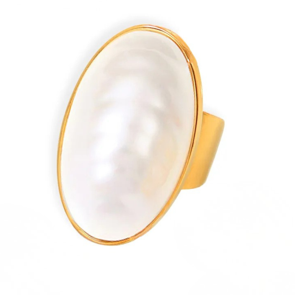 Medallion of Pearls Adjustable Ring