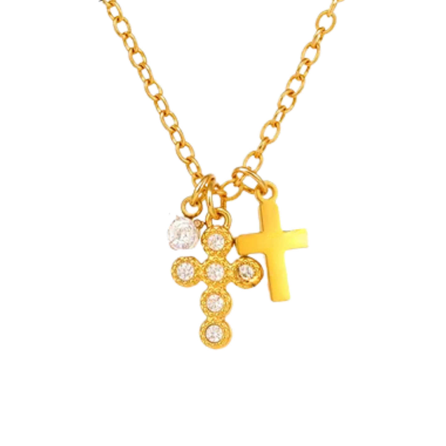 Elsie Double Cross Diamond Necklace