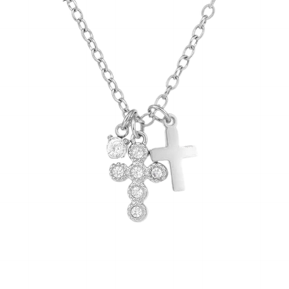 Elsie Double Cross Diamond Necklace
