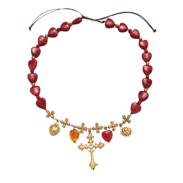 Scarlet Cross Statement Necklace