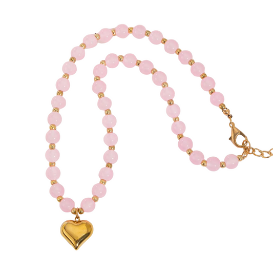Pink Heart Glow Necklace